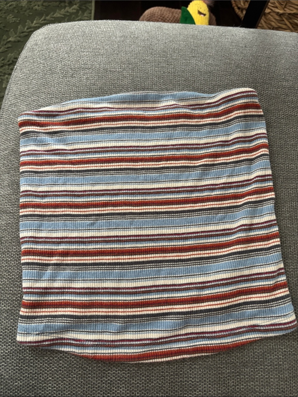 American Eagle Outfitters Striped Ribbed tube top in Light Blue, Cream & Rust